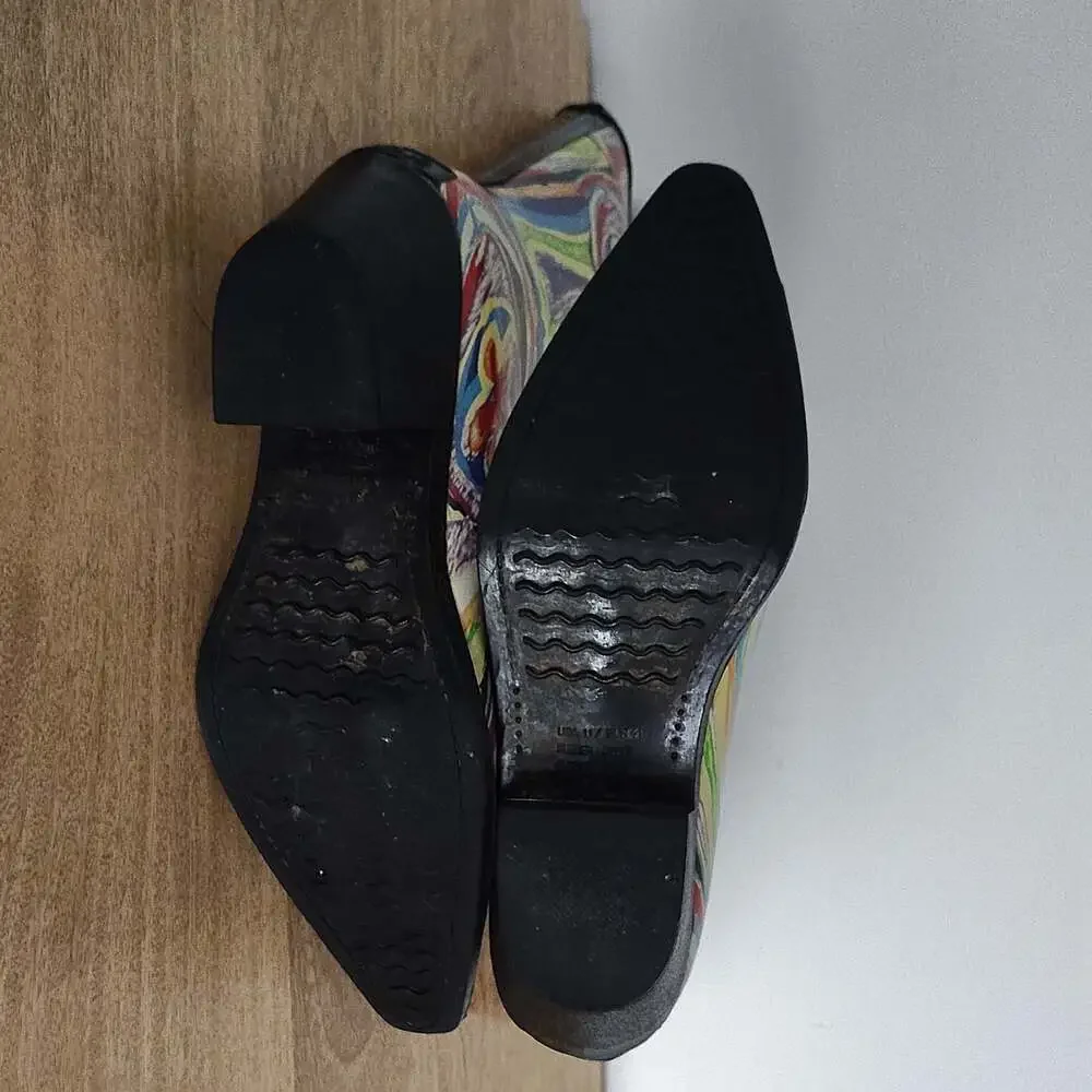 Corkys Sunshine Artist Rodeo Vibrant Multicolor Western Rain Boots Size 11